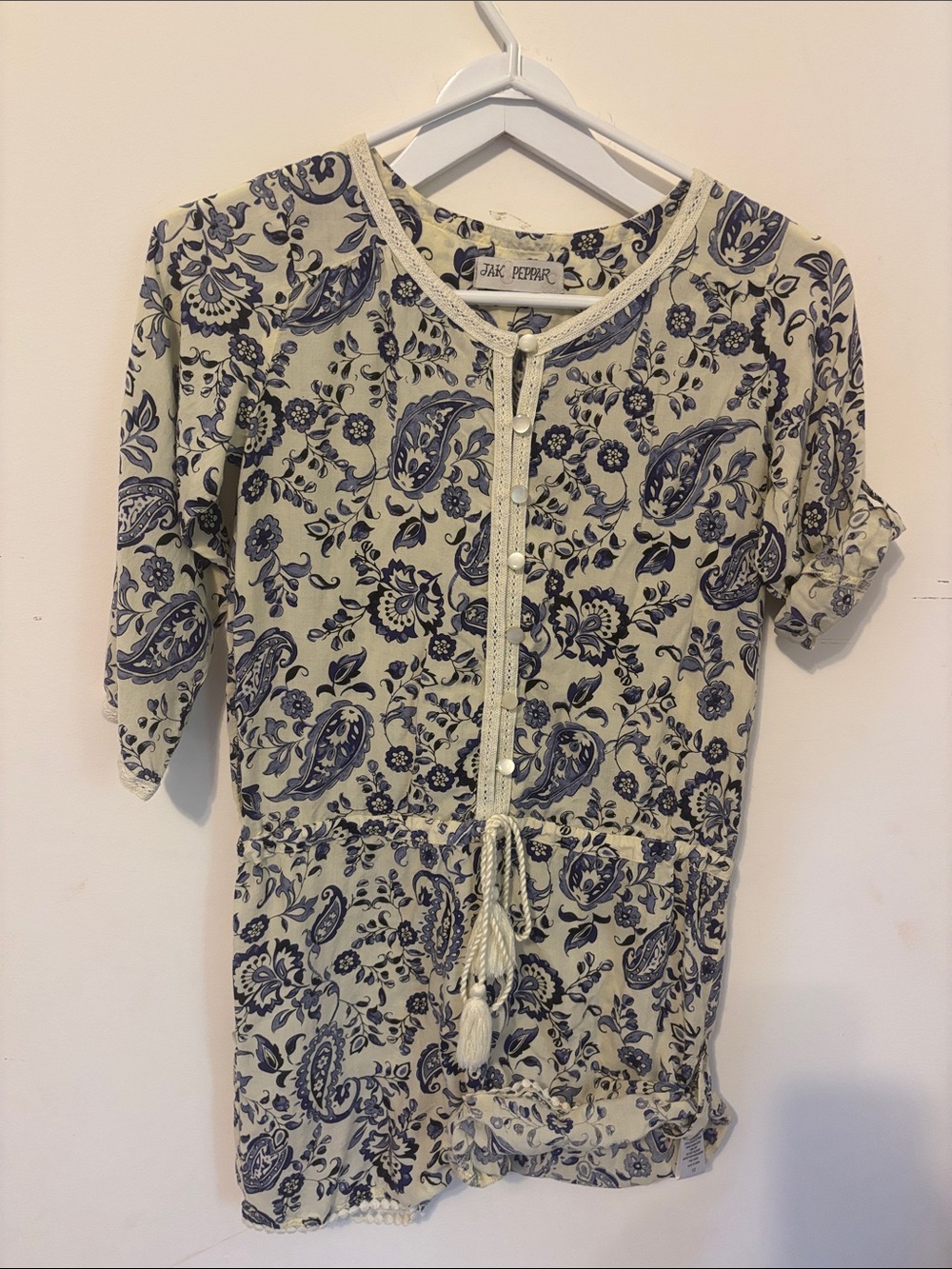 Bohemian Paisley Tie-Waist romper for Kids